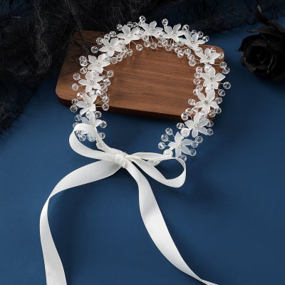 Handmade Acrylic Flower and Crystal Bead Embellished Hairband